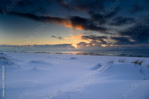 Snowy coast of Baltic sea next to Liepaja, Latvia. © Janis Smits