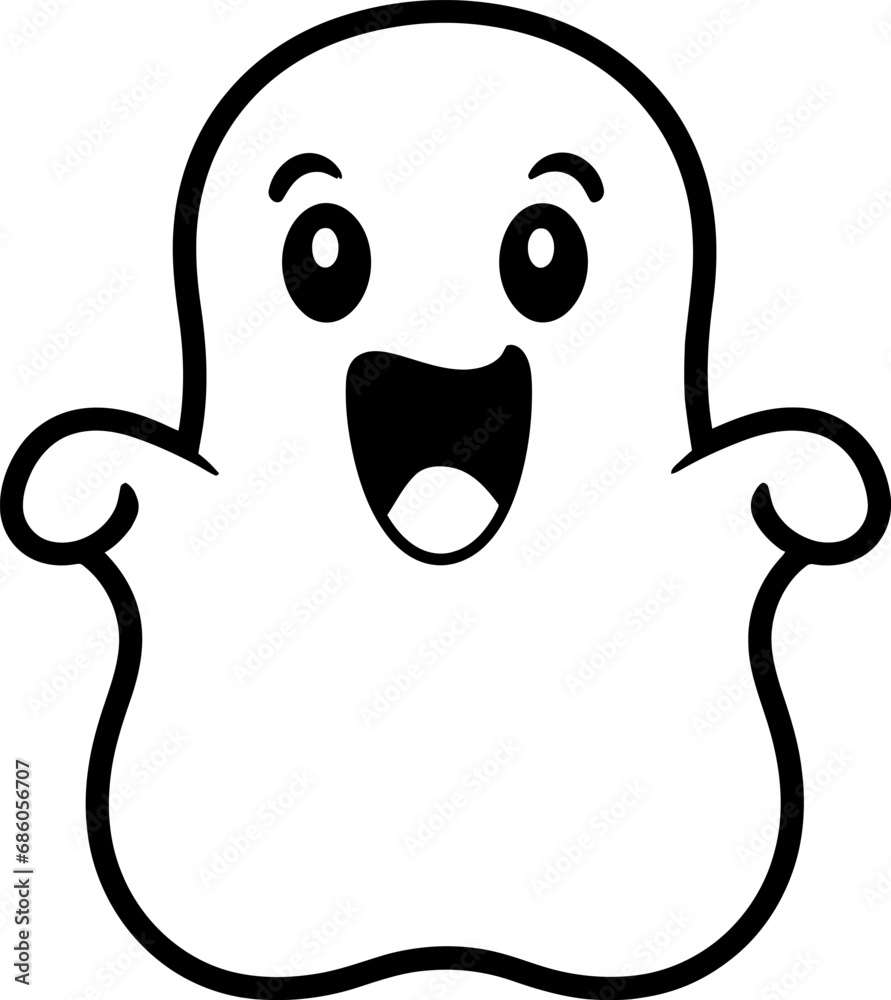 Cute happy ghost halloween silhouette in black color. Vector template for laser cutting. Cute happy ghost halloween silhouette in black color. Vector template for laser cutting.