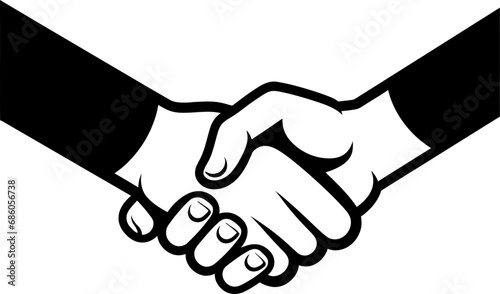 Handshake business silhouette icon in black color. Vector template. © StocknPicture