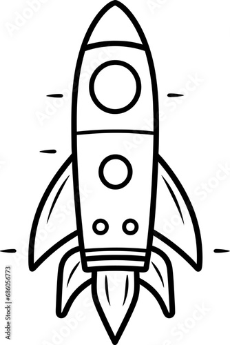 Rocket silhouette in black color. Vector template.