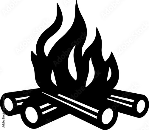 Campfire silhouette. Vector template for tattoo or laser cutting.