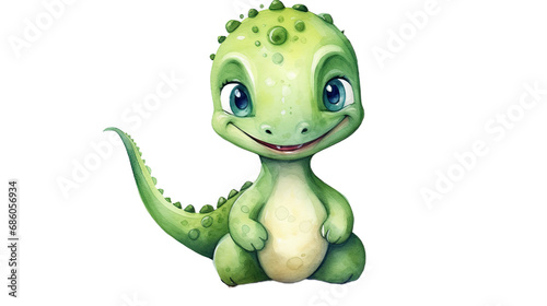 Watercolor illustration of cute dinosaur. Isolated on Transparent background. ©  Mohammad Xte
