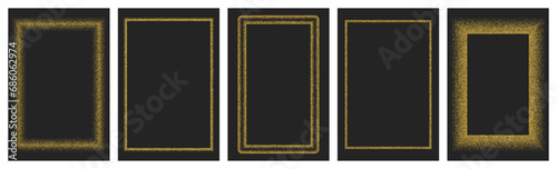 Obraz na płótnie Golden abstract frame isolated on black background. Gold border color. Yellow design element with place for text. Vector illustration collection. w salonie