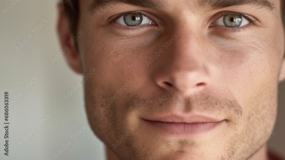 Capturing the close-up intensity in the man's eyes. Capturing the close-up intensity in the man's eyes.