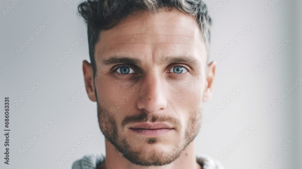 Obraz premium Capturing the close-up intensity in the man's eyes.