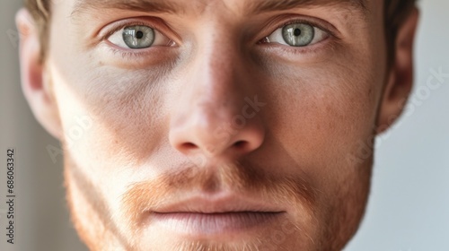 Extreme close-up of the man's eyes, conveying raw emotion.