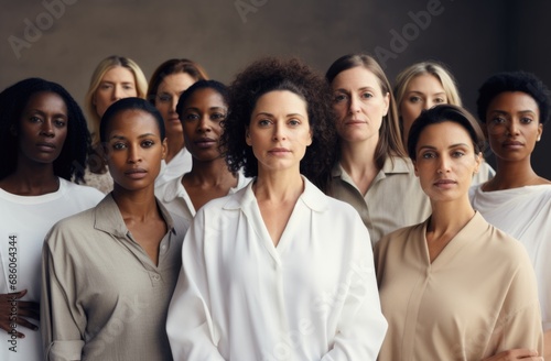 A group of women of different races and ages on a grey background