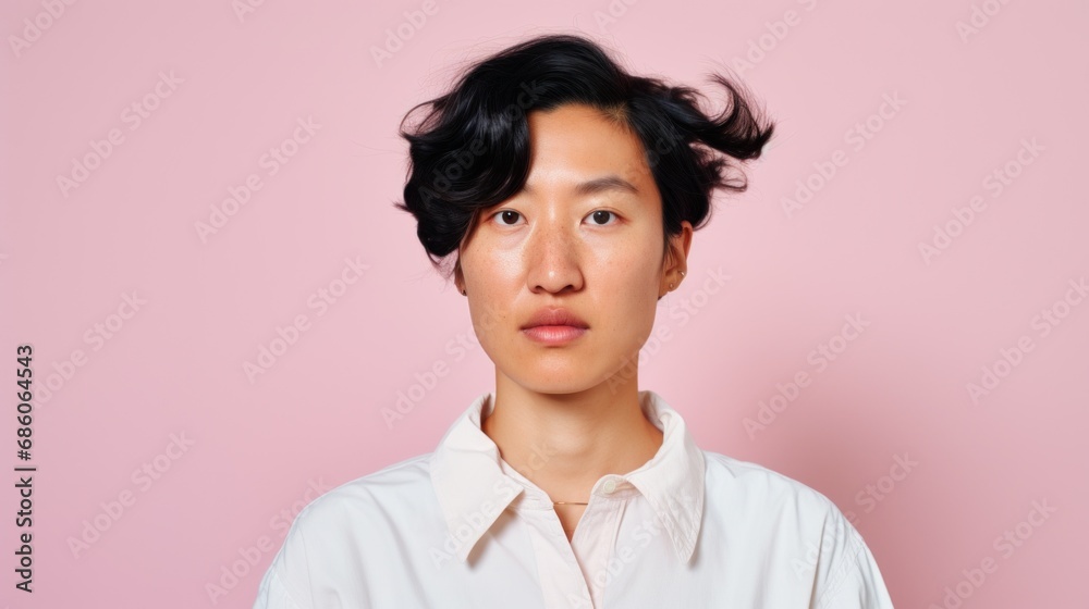 Beauty and fashion blend seamlessly in the portrait of a young Asian woman. Beauty and fashion blend seamlessly in the portrait of a young Asian woman.
