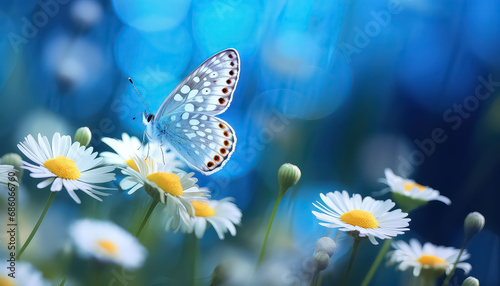 Beautiful butterfly on daisy in field ,spring concept © terra.incognita