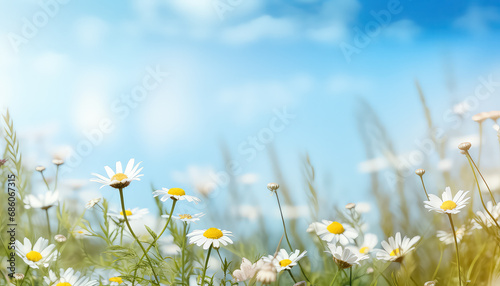 Summer field with blue sky ,spring concept