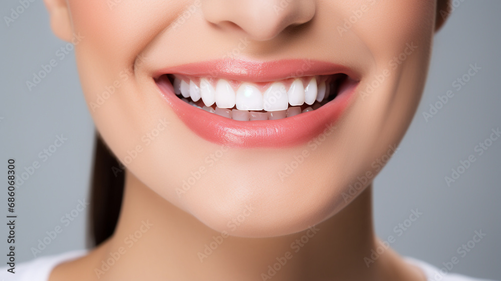 a beautiful middle aged model woman smiling with clean teeth. used for a dental ad. isolated on white background a beautiful middle aged model woman smiling with clean teeth. used for a dental ad. isolated on white background
