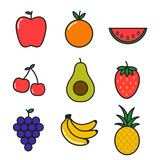 icon vector set of various kinds of fruits
