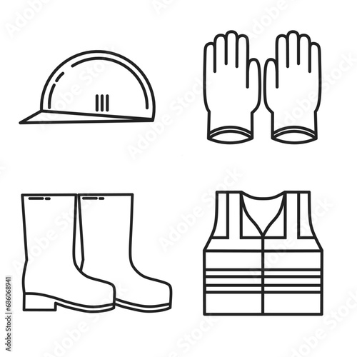 vector icons set flat safety equipment photo