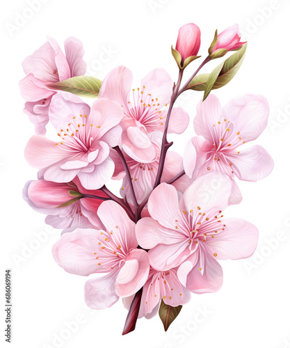 Pastel Cherry Blossom Clipart, Spring Floral Sublimation, Cherry Blossom, Spring Floral Sublimation Cherry Blossom, Transparent Background, transparent PNG, Created using generative AI © sahli
