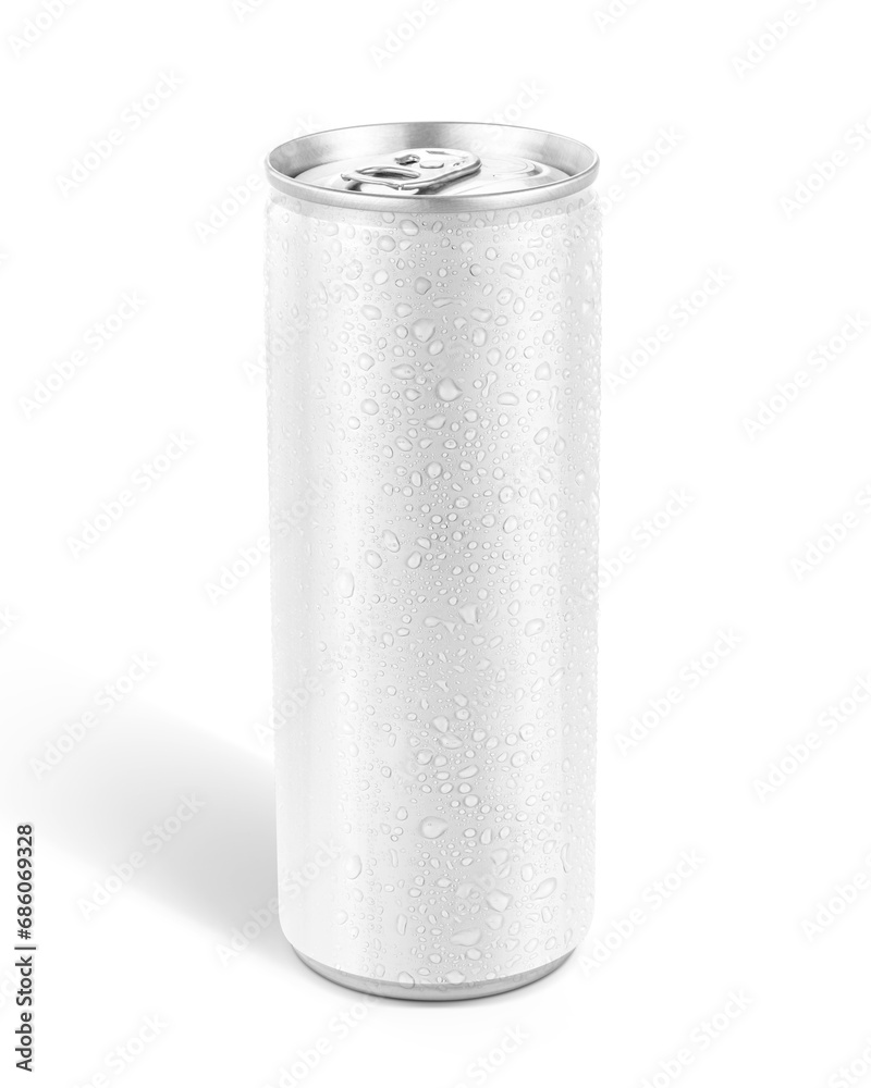 blank packaging white tin can with cool water droplet for drink beverage product design mock-up