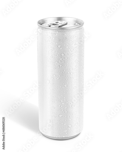 blank packaging white tin can with cool water droplet for drink beverage product design mock-up