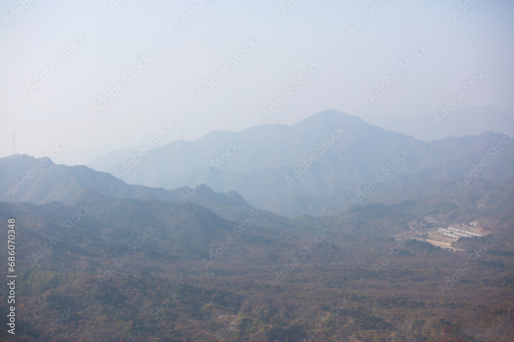 Mountainous areas under polluted air