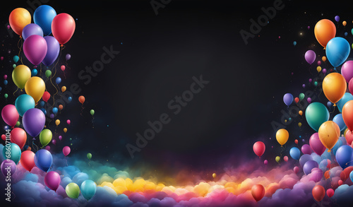 Balloons new year anniversary birthday Gift card, dark, cool, warm, colurful, joyful, vibrant photo