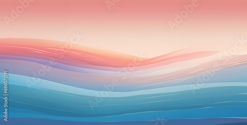 abstract colorful background with waves, pastel horizon line simple colorful