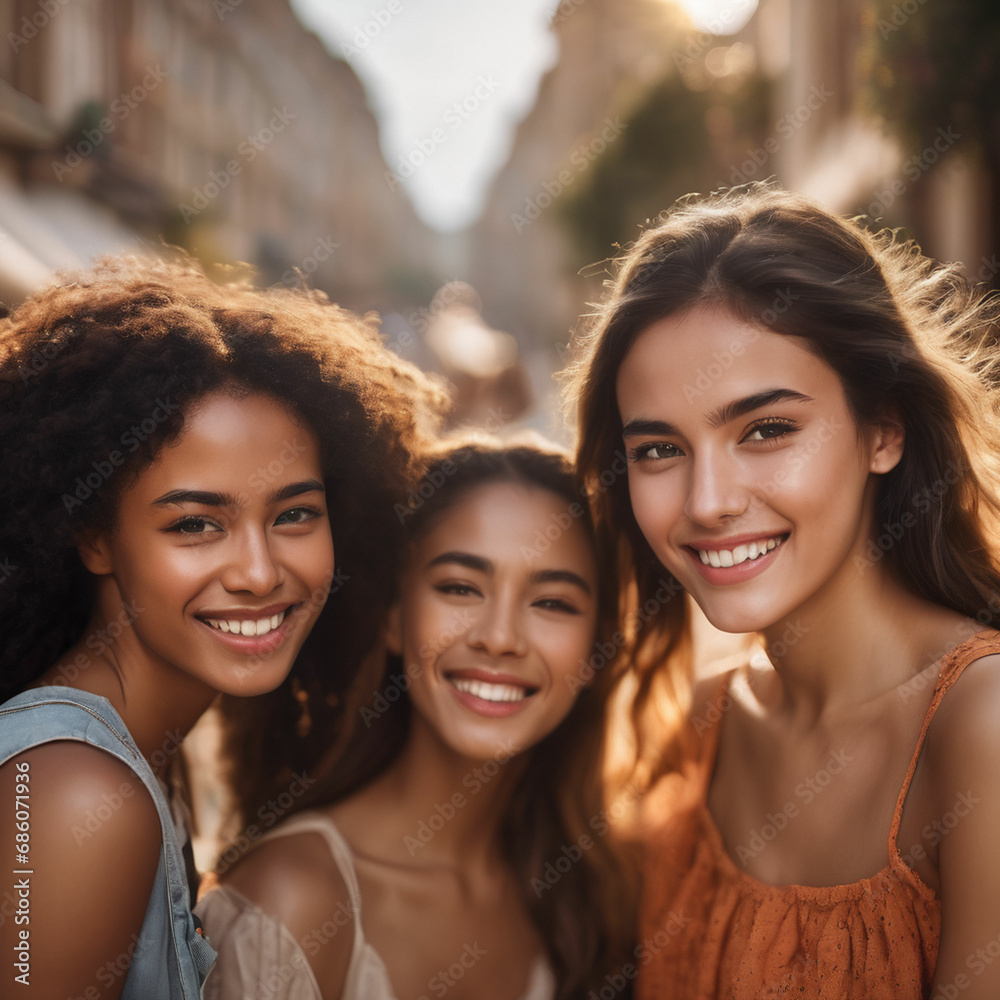 Obraz premium A diverge group of girls smiling together