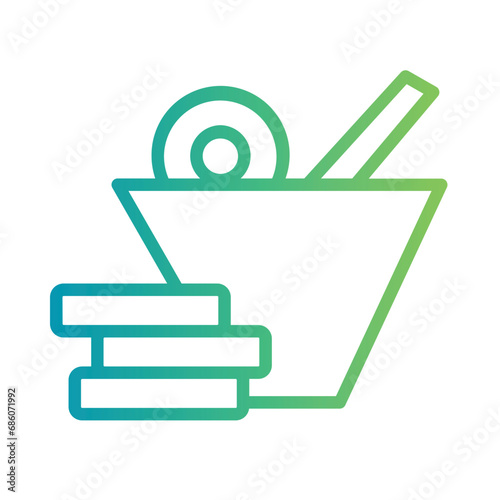 Bath Bucket Stones Gradient Outline Icon