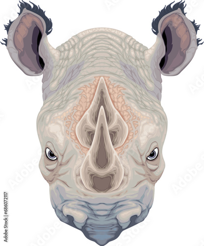Rhinoceros head, vector iso...