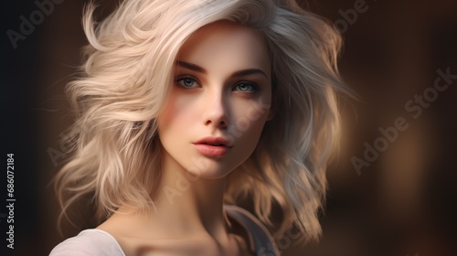 Beautiful blonde woman with volume hairstyle