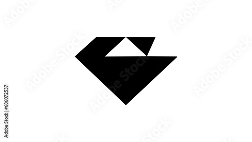 faceted gemstone, black isolated silhouette