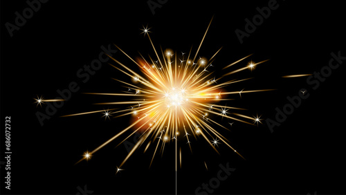 Burning sparkler vector on black background