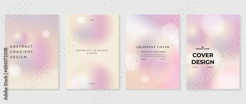 Aesthetic poster design set. Cute gradient holographic background vector with geometric shape, gradient mesh bubble. Beauty ideal design for social media, cosmetic product, promote, banner, ads. photo