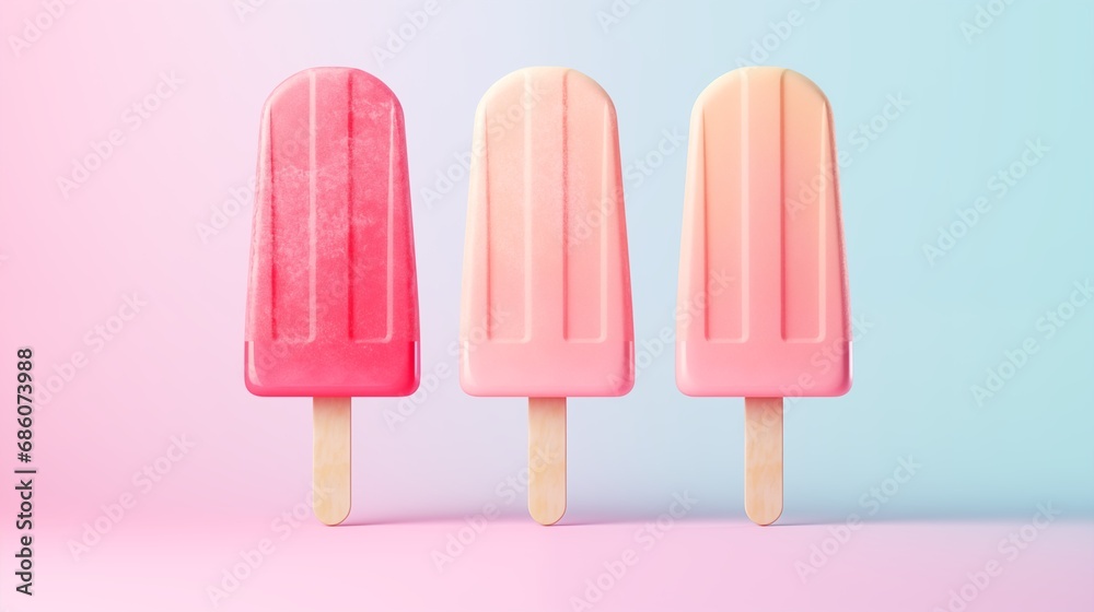 Colorful Ice cream popsicle on pastel pink background. Minimal summer composition. Colorful Ice cream popsicle on pastel pink background. Minimal summer composition.
