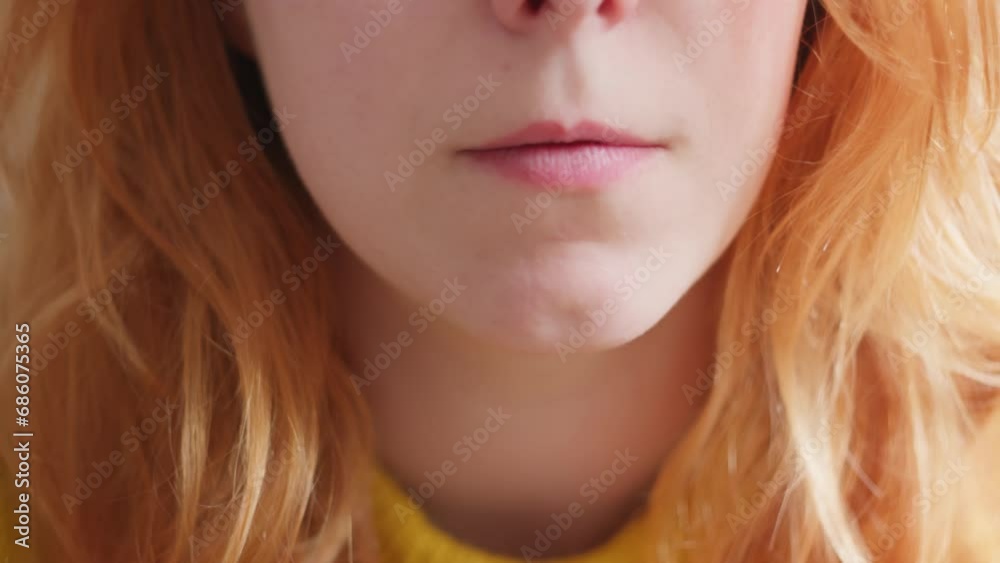 Sick Woman Takes Medicine and Then Drinks Water. - close up shot Sick Woman Takes Medicine and Then Drinks Water. - close up shot