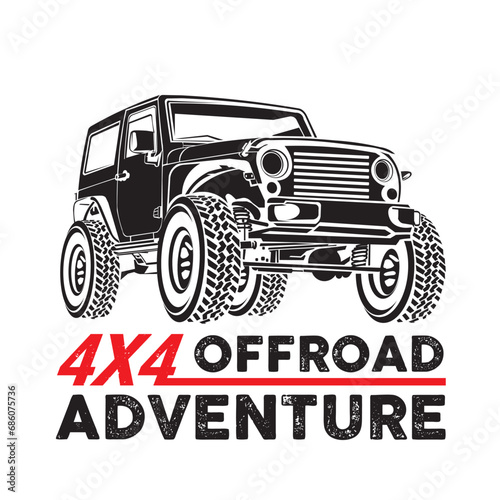 Off road Adventure vehicle vector illustration  perfect for t shirt design and event logo  