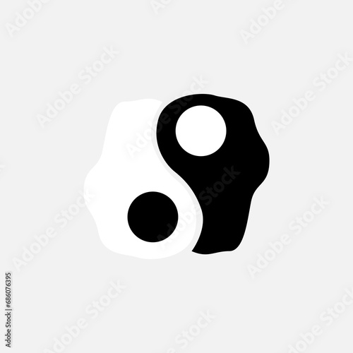 yin yang icon on a white background, vector illustration