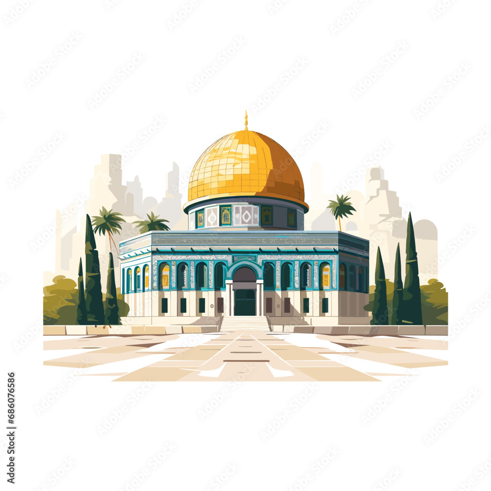 Al-Aqsa Mosque islamic background vector