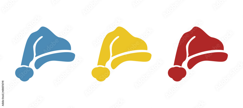 Christmas hat icon on white background, vector illustration
