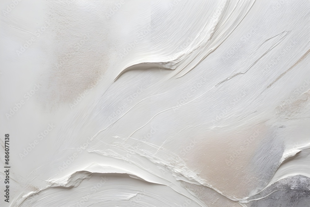 Obraz premium Closeup of abstract white texture background. Oil, acrylic brushstroke, pallet knife paint on canvas. Art Canvas Banner.