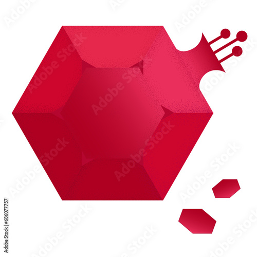Pomegranate fruit with cubical style seeds.