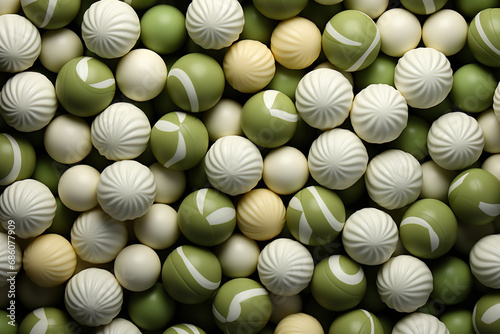 Flat lay of various green candies background, Mixed collection, AI Generative