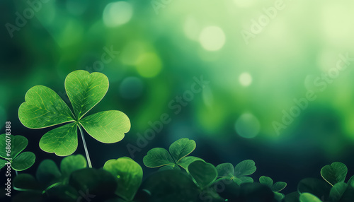 Clover with dew drops, concept St.Patrick 's Day