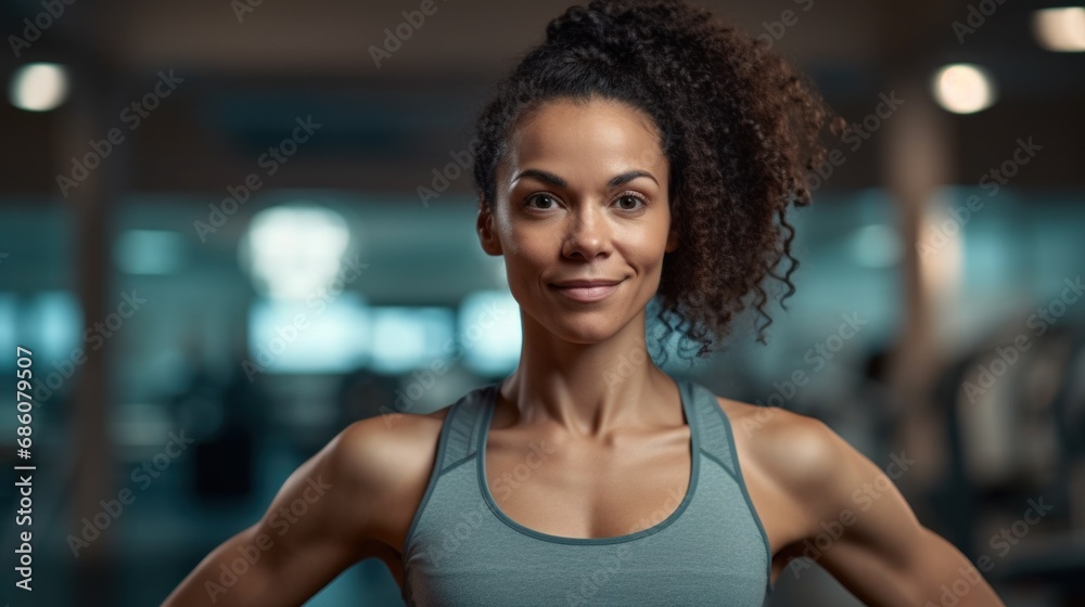 Energetic woman embraces her love for fitness at the gym.