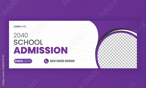 School admission cover photo and web banner template design. photo