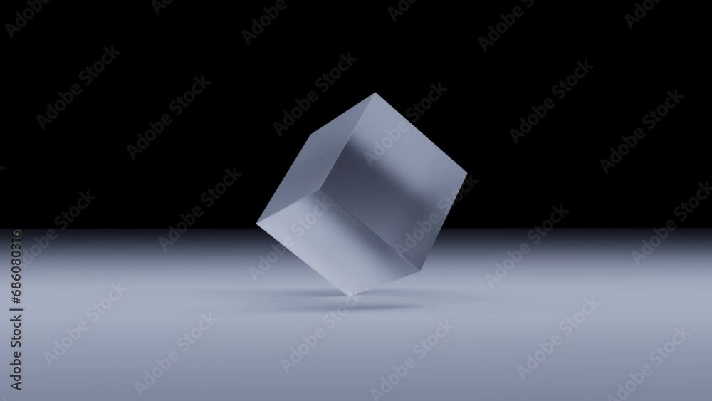 translucent cube rotates on a vertical axis. Looping video. Infinite repeating pattern. 3D rendering. translucent cube rotates on a vertical axis. Looping video. Infinite repeating pattern. 3D rendering.