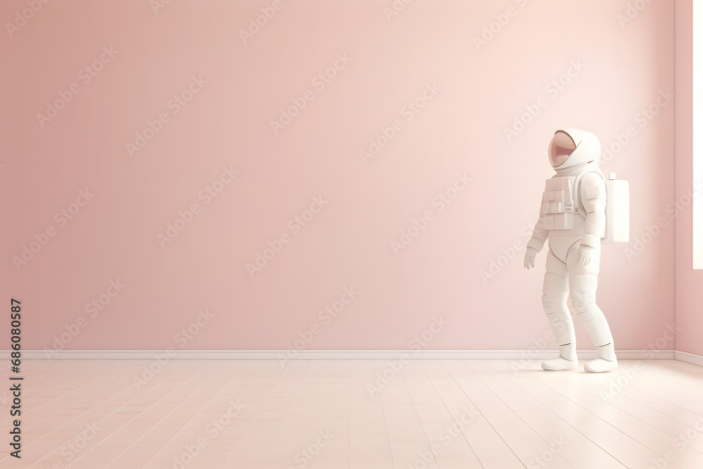 Spaceman or astronaut in a room with copy space Spaceman or astronaut in a room with copy space