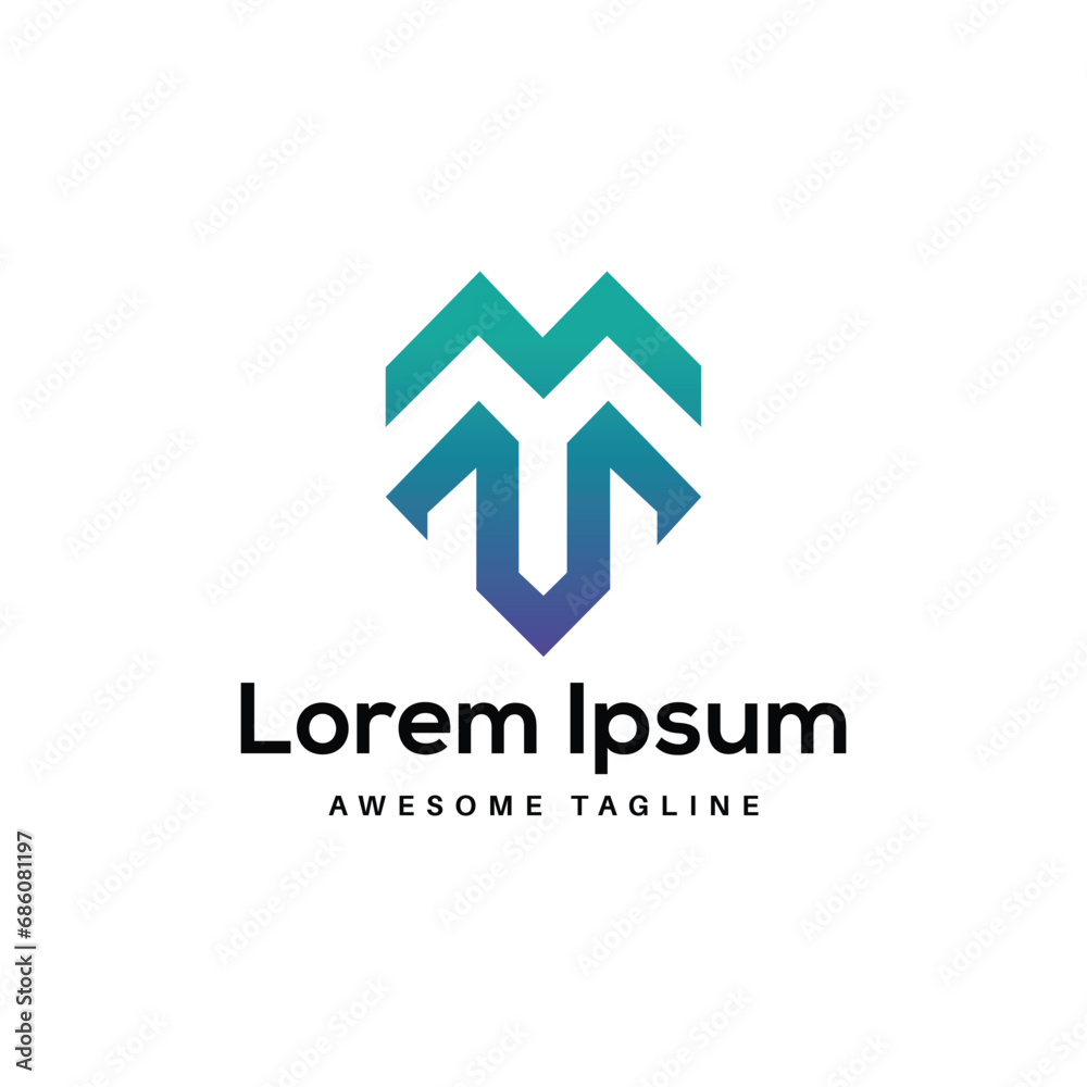 Fototapeta premium MU Letter Logo Design Free Icon