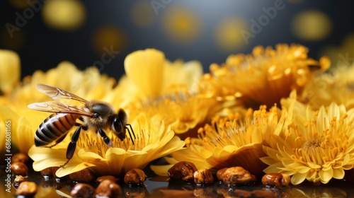 Close Bee Collecting Pollen On White, HD, Background Wallpaper, Desktop Wallpaper 