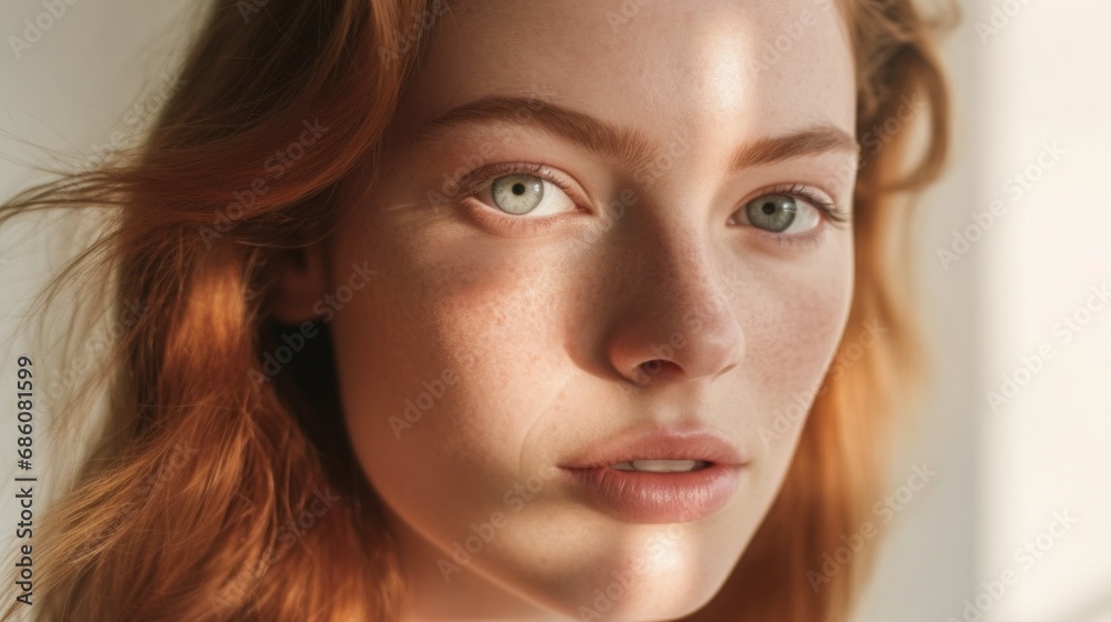 Defined brows frame her graceful features. Defined brows frame her graceful features.