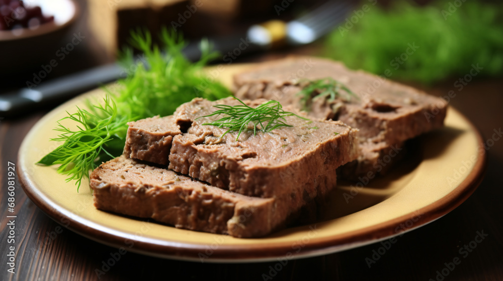 Pate from beef liver top view