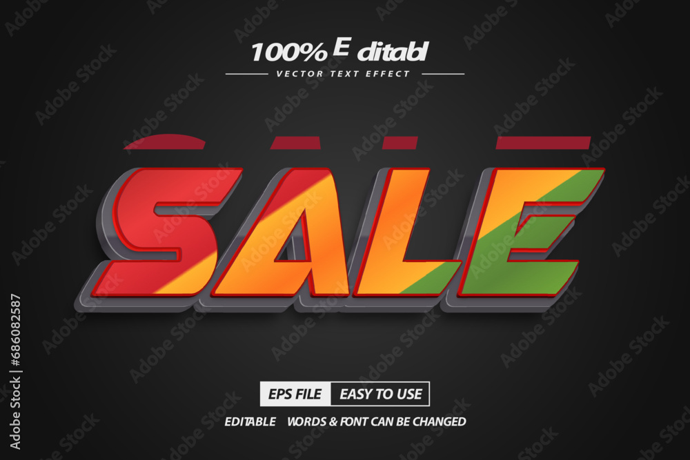 Sale editable 3d text effect with high quality