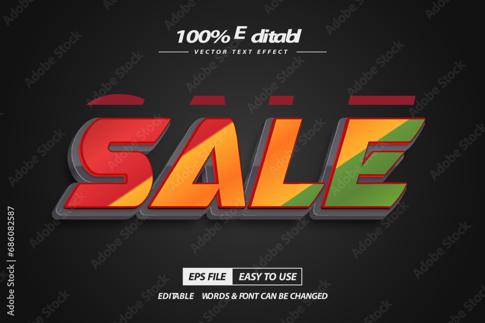 Sale editable 3d text effect with high quality Sale editable 3d text effect with high quality